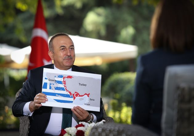  14 Σεπτεμβρίου 2020 Ο ΥΠΕΞ της Τουρκίας Μεβλούτ Τσαβούσογλου κατά τη διάρκεια τηλεοπτικής εκπομπής στην Αγκυρα (Photo by Cem Ozdel/Anadolu Agency via Getty Images)