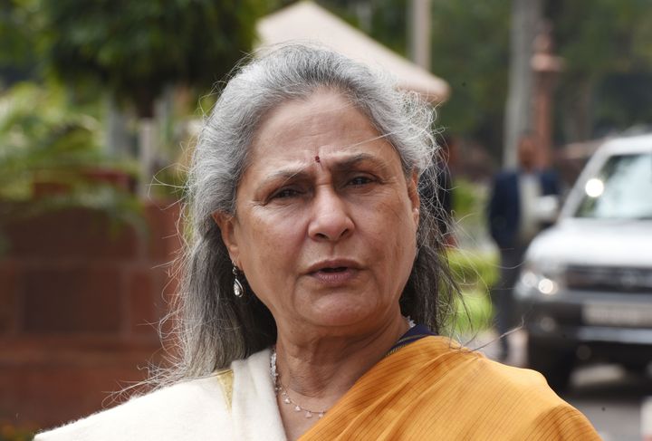NEW DELHI, INDIA - MARCH 5: Rajya Sabha MP Jaya Bachchan leaves after attending Budget Session at Parliament House, in New Delhi, India on Thursday, March 05, 2020. (Photo by Sonu Mehta/Hindustan Times via Getty Images)