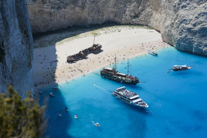 A general view of Zakynthos island, Zante, on August 5, 2016. (Photo by Nicolas Economou/NurPhoto via Getty Images)