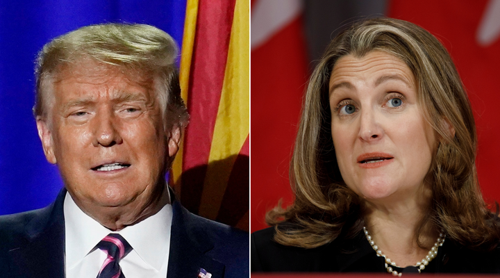 U.S. President Donald Trump and Canada's Deputy Prime Minister Chrystia Freeland. 