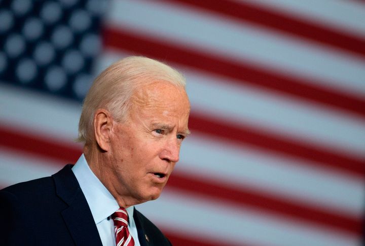 Democratic presidential candidate Joe Biden speaks in Tampa, Florida, on Sept. 15, 2020, during a roundtable discussion with Tampa-area veterans and military families. 