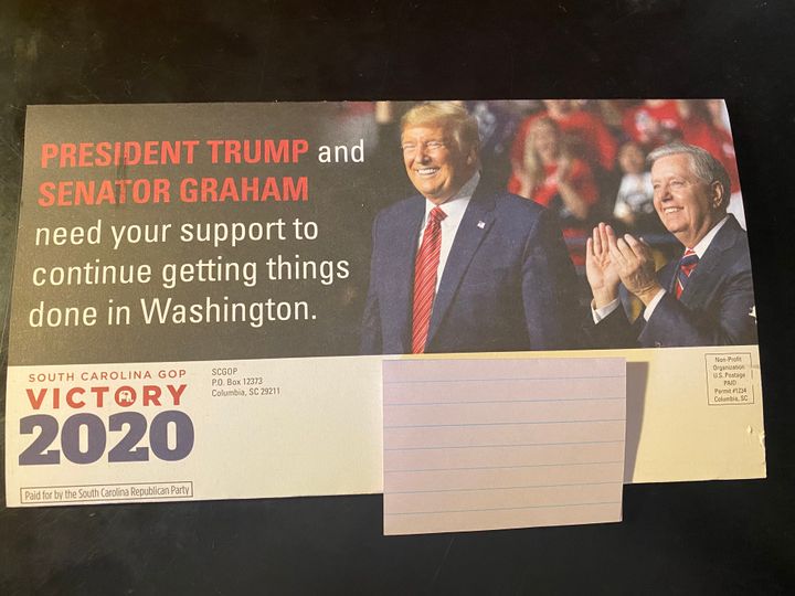 The mailer urges South Carolina Republicans to request an absentee ballot.
