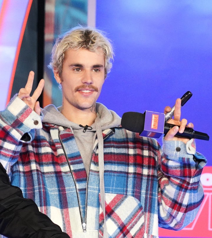 Justin Bieber appears onstage at MTV’s “Fresh Out Live” on February 07, 2020 in New York City. 