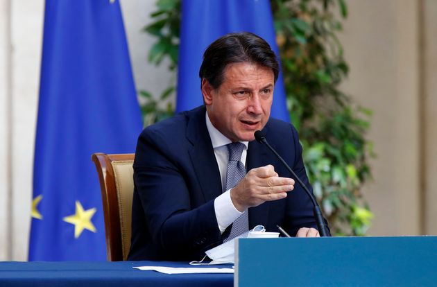 Prime Minister Giuseppe Conte during the press conference on anti-Covid measures for the reopening of ...