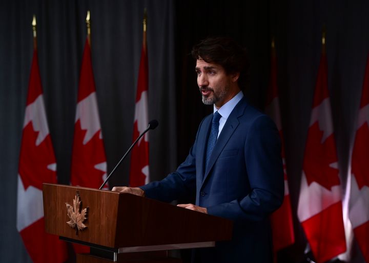 Prime Minister Justin Trudeau holds a closing press conference on the final day of the Liberal cabinet retreat in Ottawa on Sept. 16, 2020. 