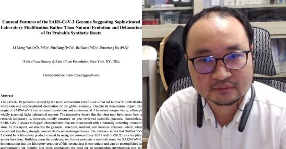 ハフポスト日本版のニュース記事「「コロナは武漢の研究所で作られた」中国人学者が論文発表→専門家は「荒唐無稽」と指摘【新型コロナ】」の画像