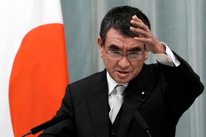 行政改革担当大臣への就任会見をする河野太郎氏(9月17日撮影)