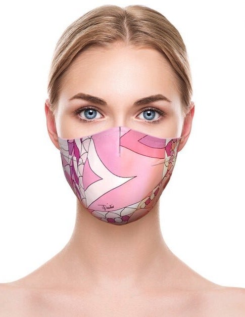 Get the authentic Emilio Pucci designer pink pattern face mask from Etsy for $175
