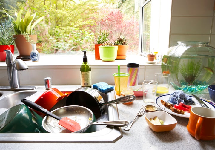 Food and socializing can make kitchen messiness especially bad. 