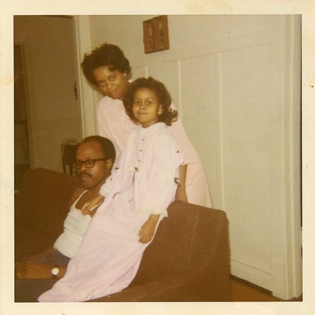 A young Michelle with her parents Marian and Fraser.