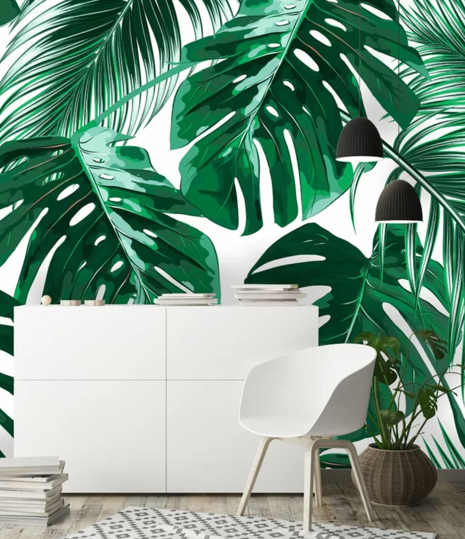 Bay Isle Home Agnon Removable Tropical Palm Leaves Wallpaper