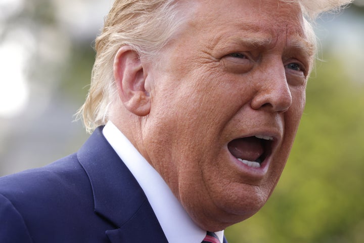 U.S. President Donald Trump speaks to members of the press prior to his departure from the White House Sept. 18, 2020.