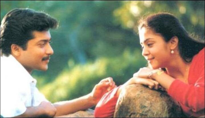 Suriya and Jyothika in a still from the film 'Poovellam Kettuppar'