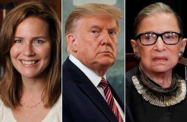 Amy Coney Barrett, Donald Trump and Ruth Bader