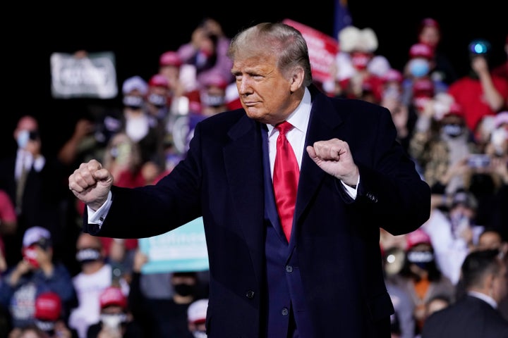 President Donald Trump at a campaign rally in Fayetteville, North Carolina, on Saturday.