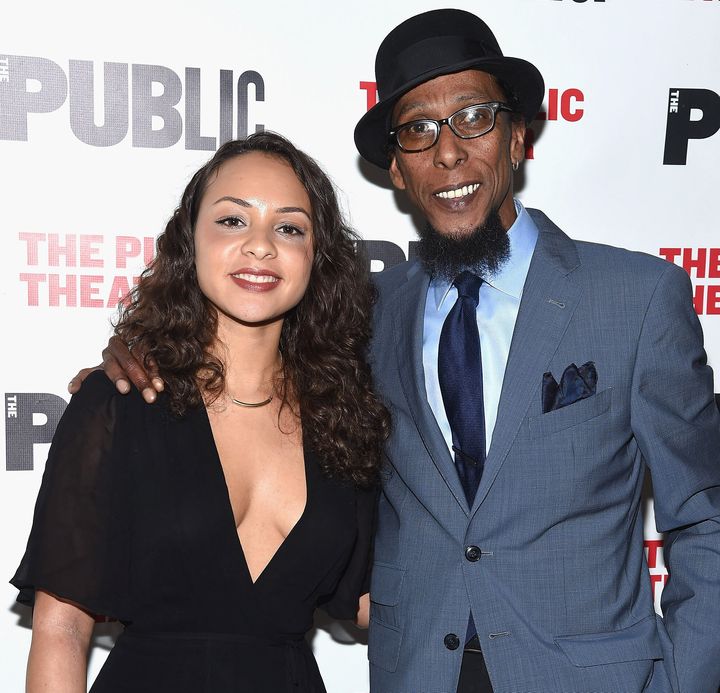 Jasmine Cephas Jones and Ron Cephas Jones attend the "Head of Passes" opening night celebration at The Public Theater on March 28, 2016, in New York.