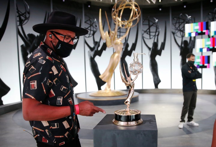 Checking out the Emmy hand sanitizer dispenser. 