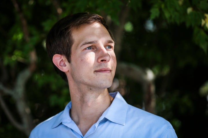 Jake Auchincloss, a former Republican and Marine veteran, is decidedly to the right of Rep. Joe Kennedy III, whom he is due t