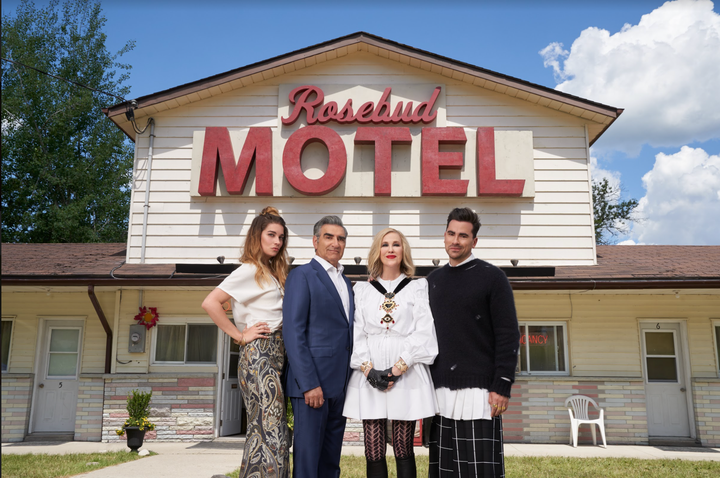 Annie Murphy, Eugene Levy, Catherine O'Hara and Dan Levy star in "Schitt's Creek."