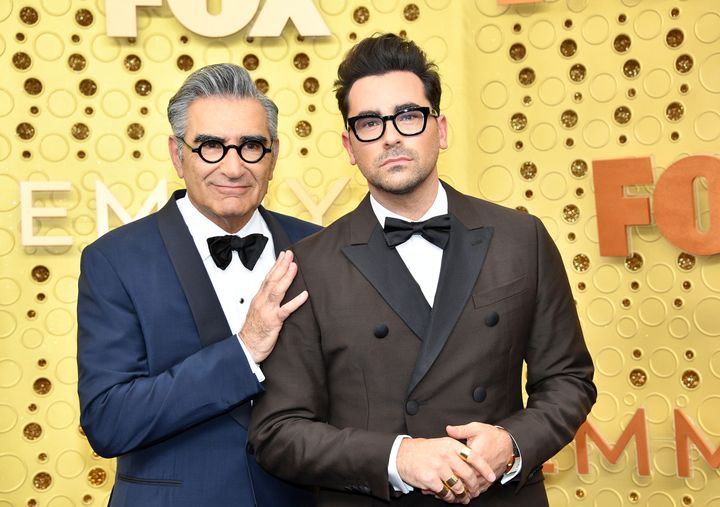 Eugene Levy and Daniel Levy at the 2019 Emmy Awards. 