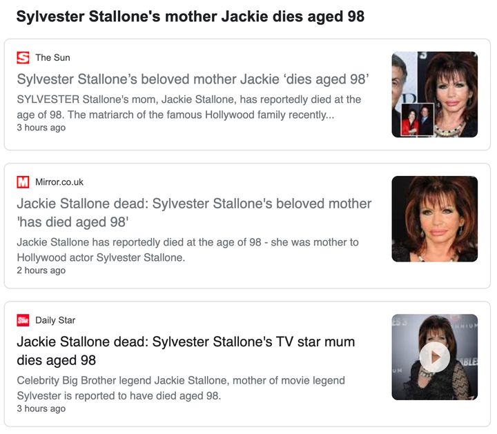 Jackie Stallone's death