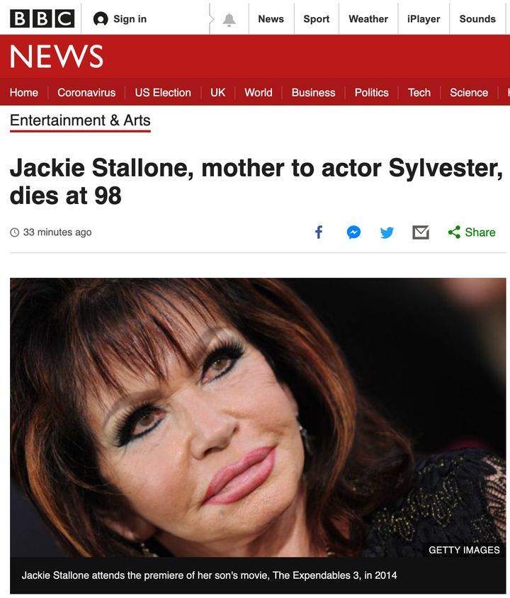 The death of Jackie Stallone