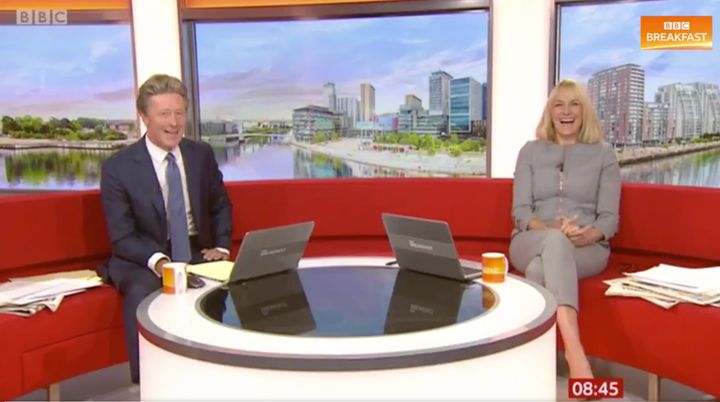 BBC Breakfast hosts Charlie Stayt and Louise Minchin