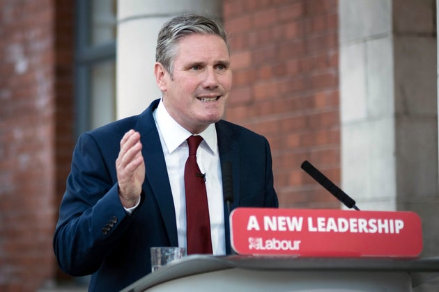 Labour Party leader Keir Starmer delivers his keynote speech during the party's online conference