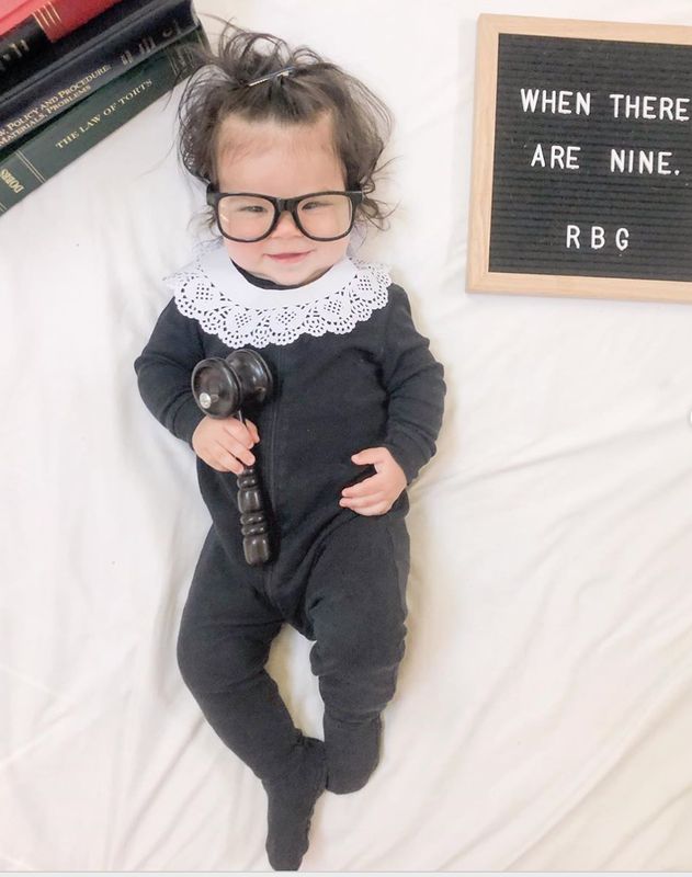 With her tiny doily collar, spectacles and gavel, this little RBG is supremely adorable. Find more DIY creations by teacher and mom, @tinamariegreen, on her blog, The Bear & The Fawn.