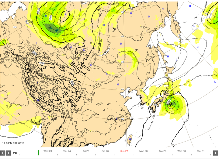 9月23日午後9時の台風予測