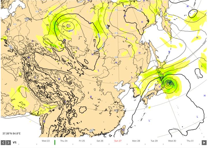 9月24日午後9時の台風予測