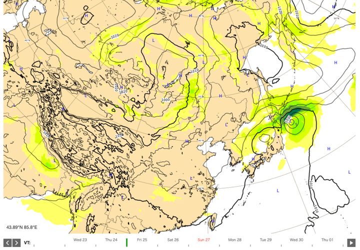 9月25日午後9時の台風予測