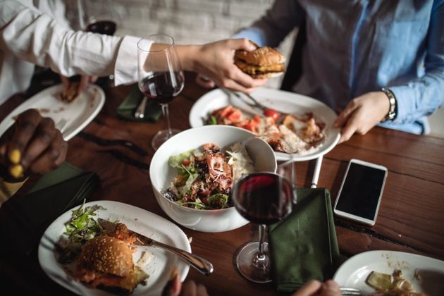 Sharing wine at dinner