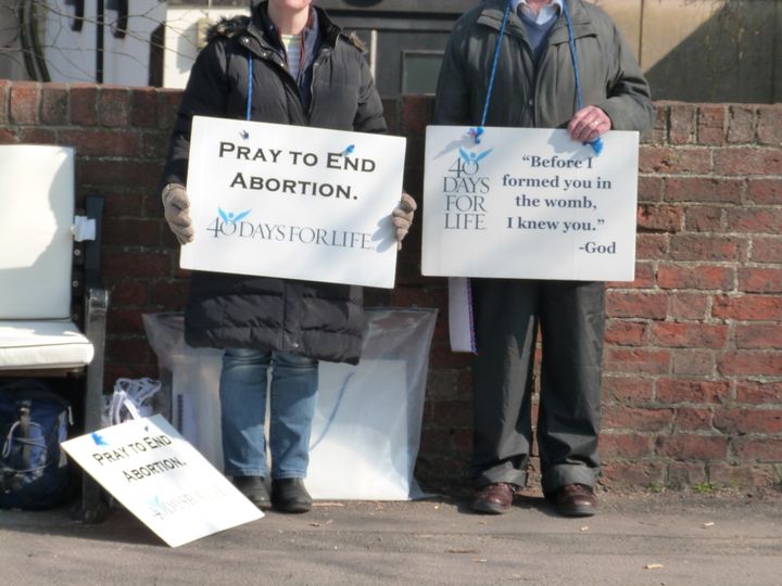 40 Days for Life protesters, pictured here in 2019. 