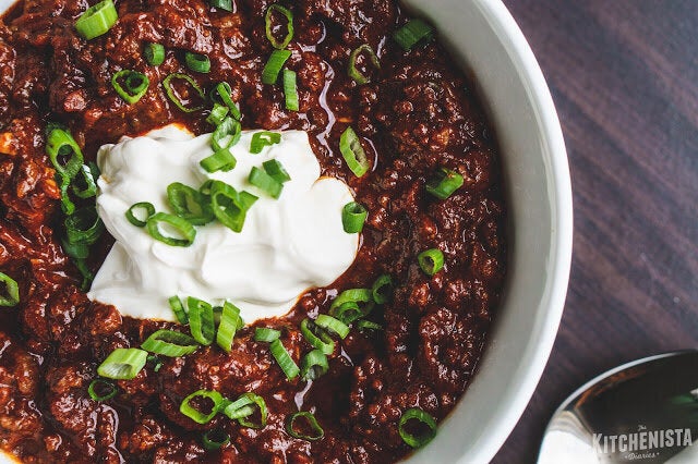 Tex-Mex Beef Chili from The Kitchenista Diaries