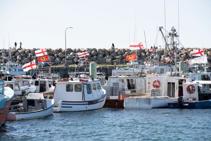 Sipekne'katik First Nation boats in Saulnierville, N.S. on Sept. 20, 2020.