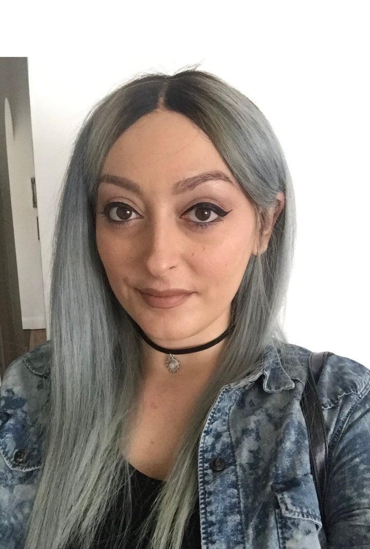 Kaz Foncette in her 'Gandalf the Grey’ wig during treatment.