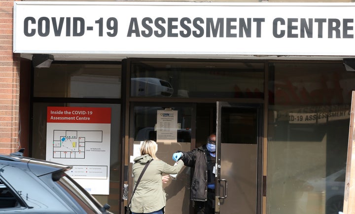 A lineup of 150 people to get a test at the Toronto Western Hospital COVID-19 Assessment Centre on Sept. 15, 2020.