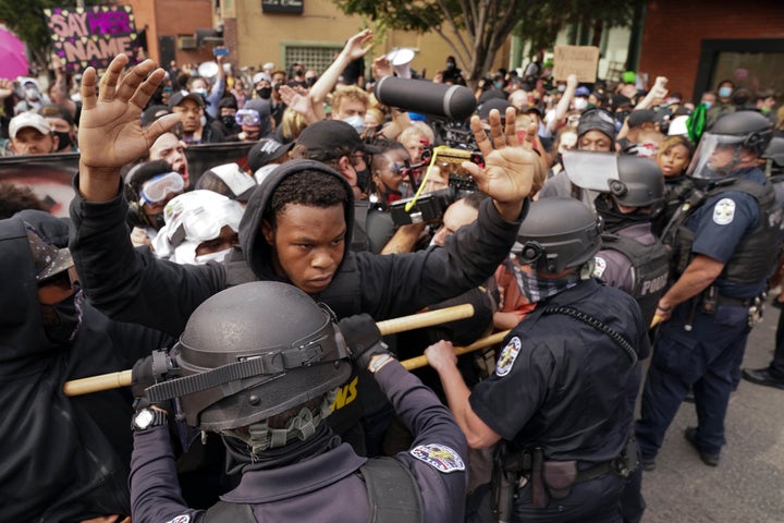 Protests broke out across Louisville on Wednesday after Kentucky Attorney General Daniel Cameron announced that a grand jury had decided against charging the three police officers who killed Breonna Taylor with murder. 