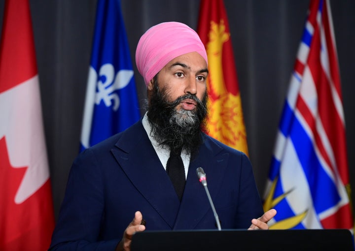 NDP Leader Jagmeet Singh holds a press conference on Parliament Hill in Ottawa on Sept. 22, 2020.