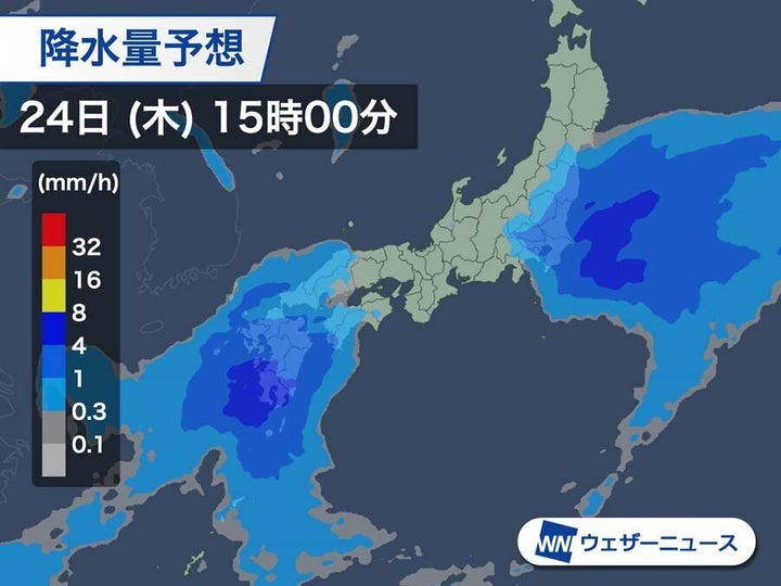 降水の予想 今日15時