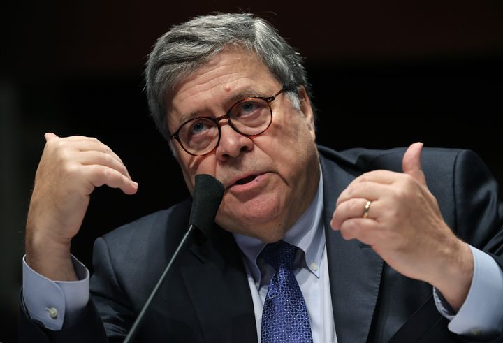 U.S. Attorney General William Barr testifies during a House Judiciary Committee hearing on July 28. Barr faced questions from the committee about his deployment of federal law enforcement agents in response to Black Lives Matter protests and his role in using federal agents to violently clear protesters from Lafayette Square near the White House in June.