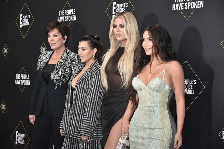 Kris Jenner, Kourtney, Khloe and Kim Kardashian attend the 2019 E! People's Choice Awards. 