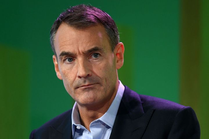 BP CEO Bernard Looney speaks during an event in London on Feb. 12, where he declared the company's intentions to achieve "net