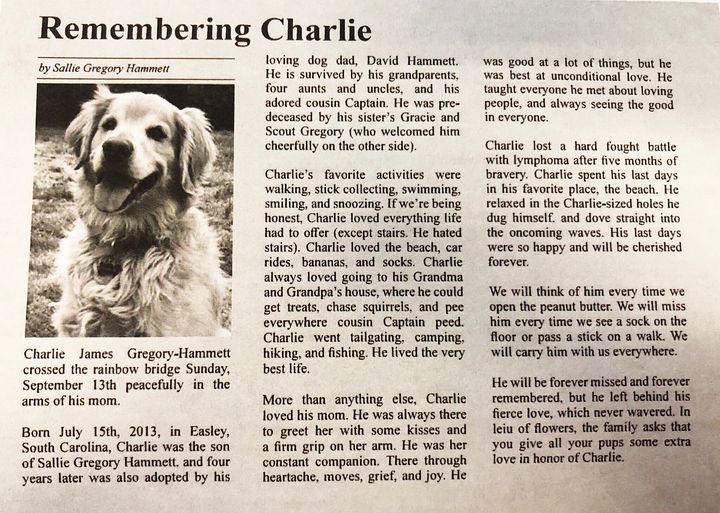 Charlie's obituary.