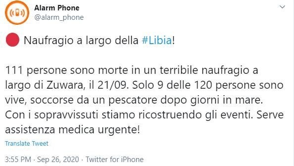 Alarm Phone: 111 morti in mare al largo della Libia. "Le politiche di frontiera europee continuano a uccidere" Alarm Phone: 111 morti in mare al largo della Libia. "Le politiche di frontiera europee continuano a uccidere"