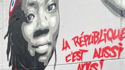 Une fresque représentant Danièle Obono en Marianne peinte à Stains contre la haine des