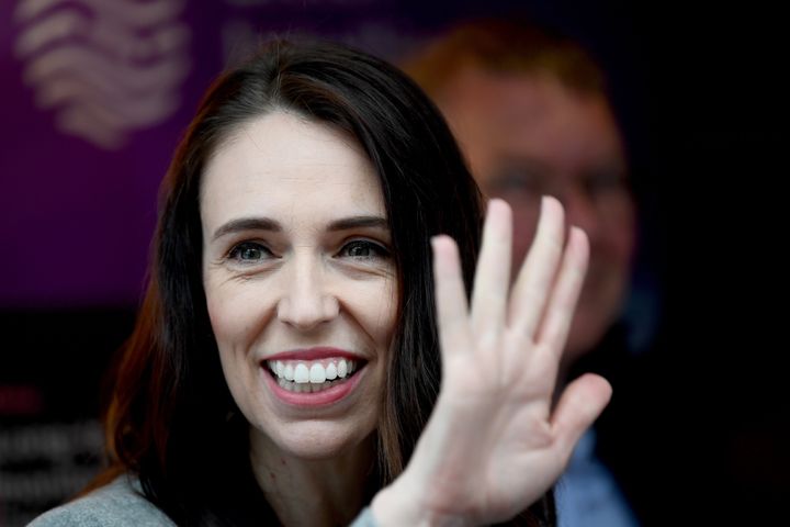 New Zealand Prime Minister Jacinda Ardern waves during a visit to Sustainable Coastlines at the Flagship on September 27, 2020 in Auckland, New Zealand. 