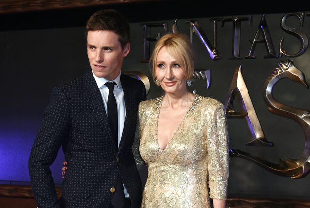 Eddie Redmayne and JK Rowling at the premiere of Fantastic Beasts