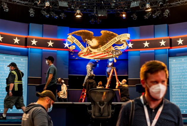 The stage is built and technology tested for the first 2020 presidential debate between Donald Trump and Joe Biden in Cleveland, Ohio.